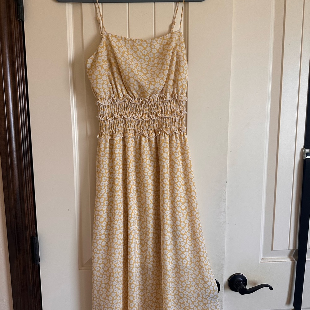 Matix Clothing Company Yellow Floral Smocked Maxi Dress